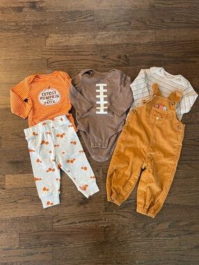Boy 9 Month Fall Bundle Lot Pumpkin Thanksgiving Football Outfit Sets Carter’s